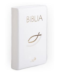 Biblia "z rybką" - oprawa biała, z suwakiem, z kolorową wkładką
