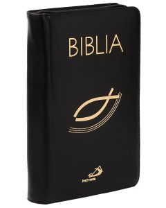 Biblia "z rybką", z paginatorami, czarna z suwakiem
