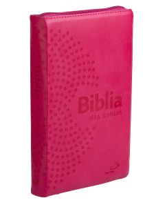 Biblia dla kobiet - złocone brzegi kartek, suwak, paginator, malinowa