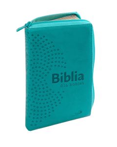 Biblia dla kobiet - suwak, paginator, złocone brzegi kartek, turkusowa
