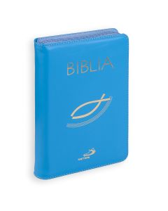 Biblia "z rybką" (skóra, lazurowa, suwak, paginatory)